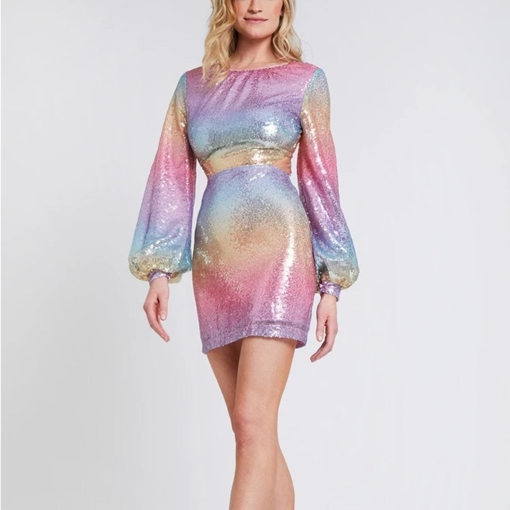 ONE33 Social The Laila Rainbow Sequin Cocktail Dress NWT